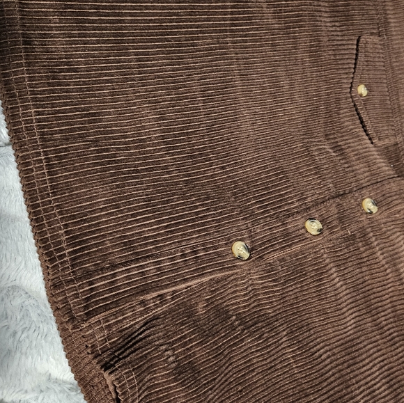 Vintage Corduroy Mini Brown Button Front Skirt Large - Picture 10 of 11